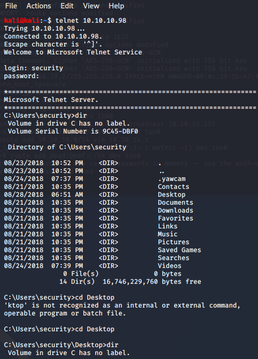 Telnet access