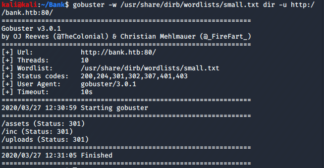 Gobuster results
