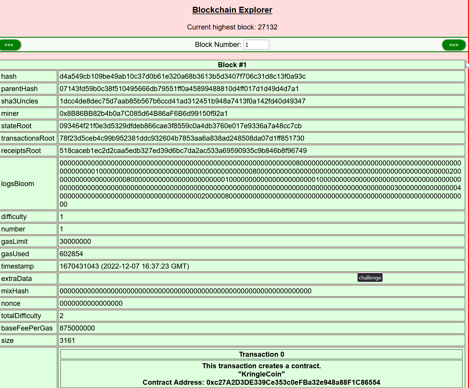 Block One of the Blockchain