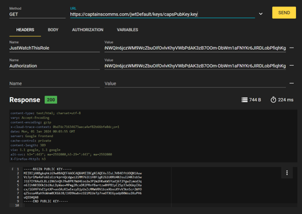 Captain's Public Key