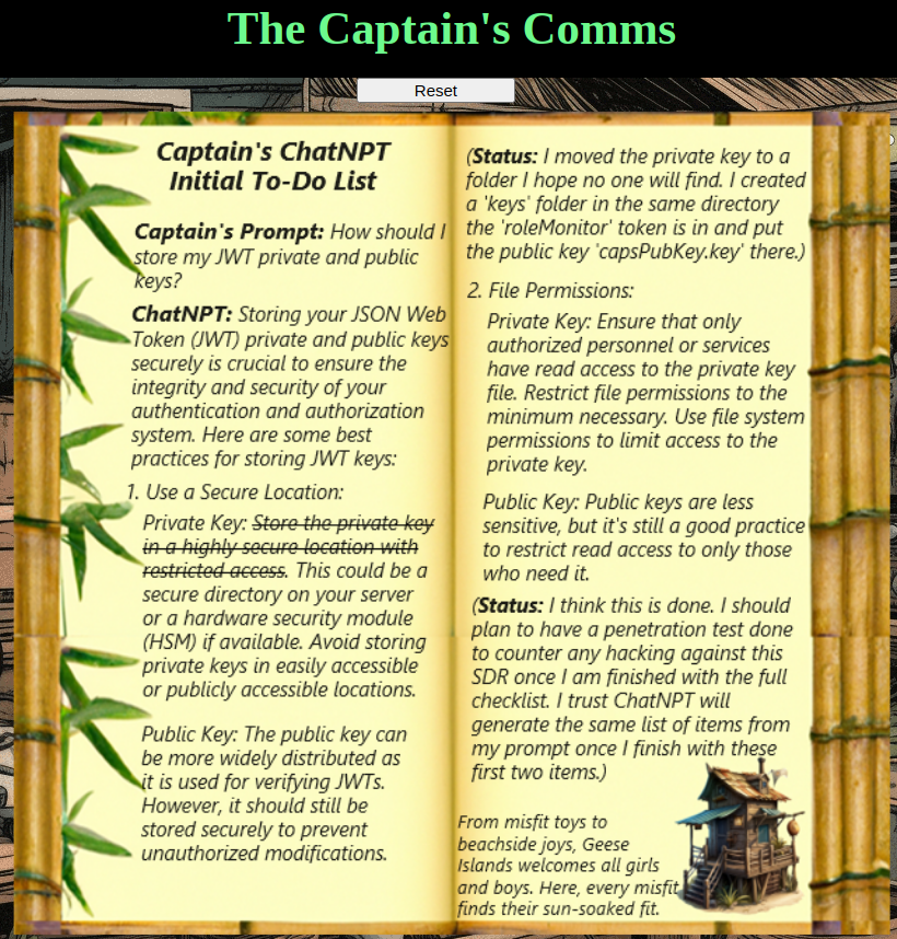 Captain's To-Do List