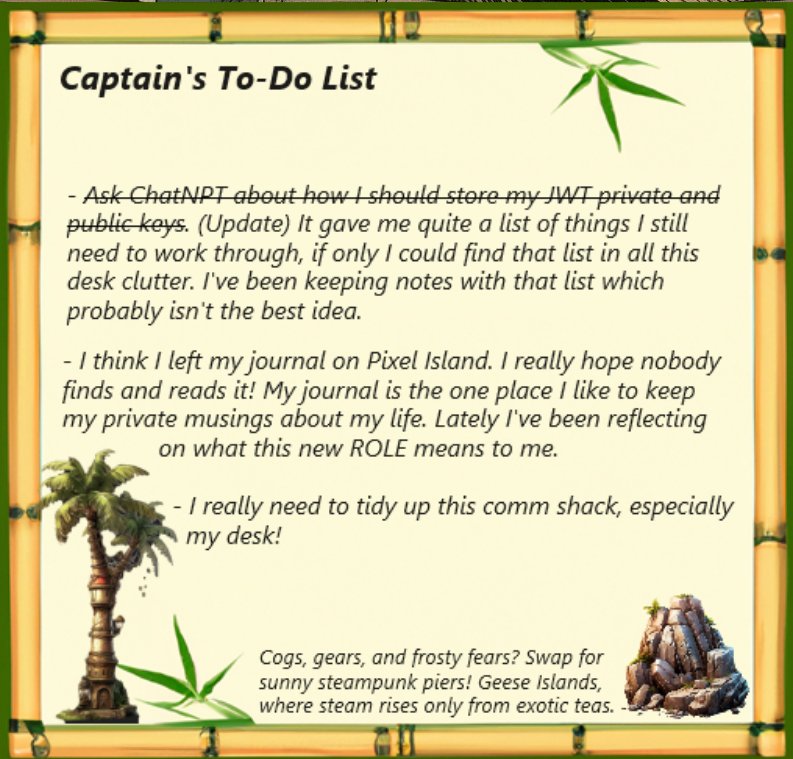 Captain's To-Do List 2